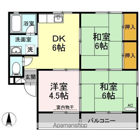 藤ノ木ハイツ A棟(3DK/2階)の間取り写真
