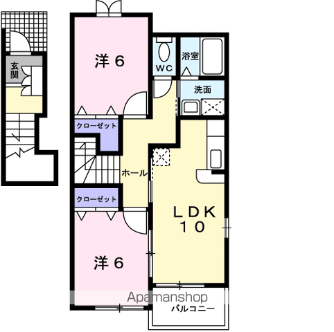 ソシア Ⅰ(2LDK/2階)の間取り写真