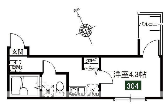 メルディア東大宮Ⅲ(1K/3階)の間取り写真