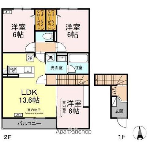 ミモザ・ヴェルデ(3LDK/2階)の間取り写真