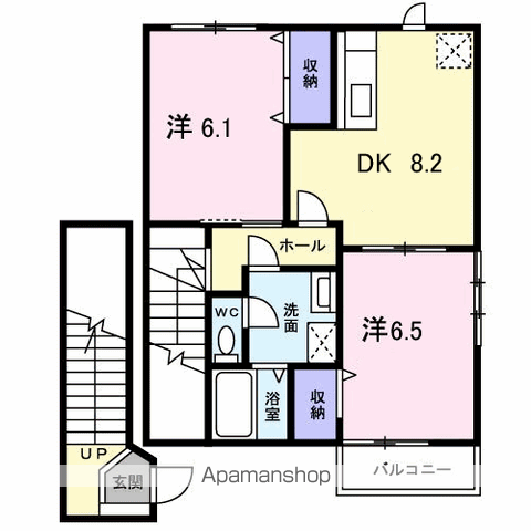 秋桜DOIB(2DK/2階)の間取り写真