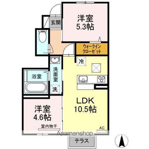 モンテアジュール Ⅲ(2LDK/1階)の間取り写真