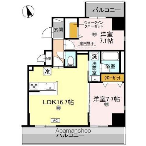 D-ROOM帝塚山(2LDK/2階)の間取り写真