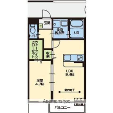 ニュースカイタウンB棟(1LDK/1階)の間取り写真