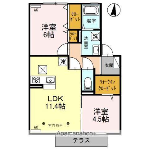 HUIT EST F(2LDK/1階)の間取り写真