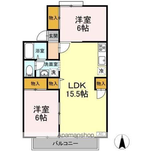 アビタシオン(2LDK/2階)の間取り写真