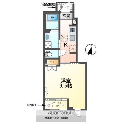 EAU ROUGE(1K/1階)の間取り写真