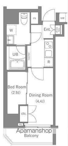ARKMARK国分寺(1DK/3階)の間取り写真