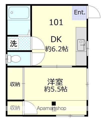 慶南コーポ(1DK/1階)の間取り写真