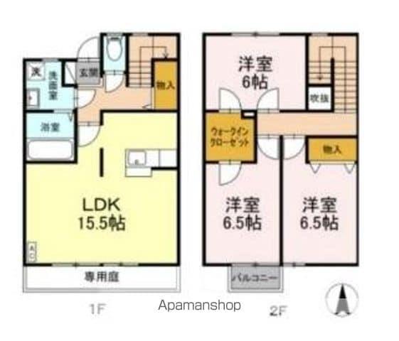 リースランド水道線 D棟(3LDK)の間取り写真