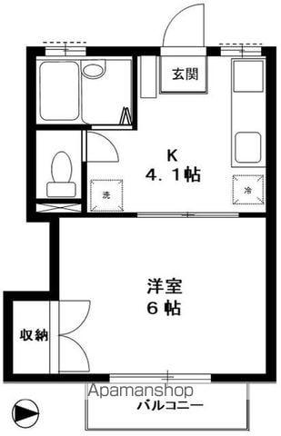 トムズハウス六高台(1K/2階)の間取り写真