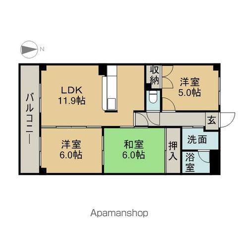 藤苑北山(3LDK/3階)の間取り写真