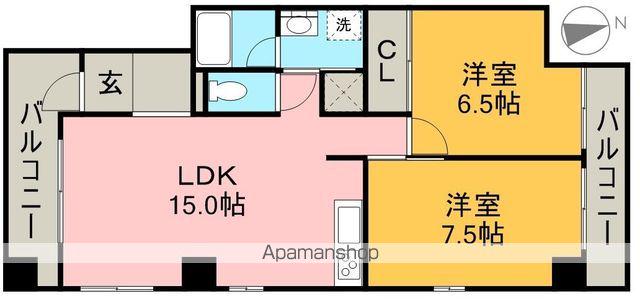 ア・ラコント 北棟(2LDK/3階)の間取り写真