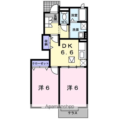 リアン・ファミーユ(2DK/1階)の間取り写真