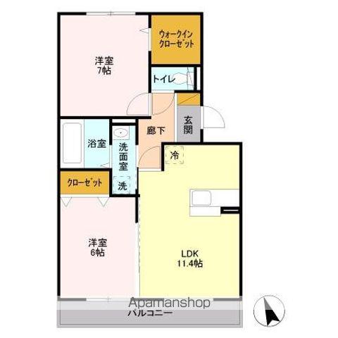 サンプットコート(2LDK/2階)の間取り写真