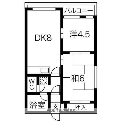第11ハイツノースリヴァー白石(2DK/3階)の間取り写真