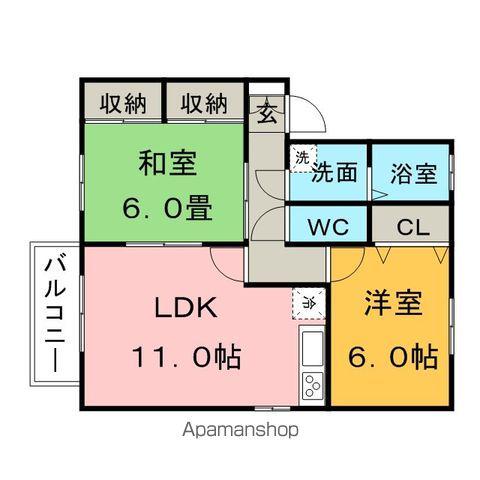 ベリークレセント(2LDK/1階)の間取り写真