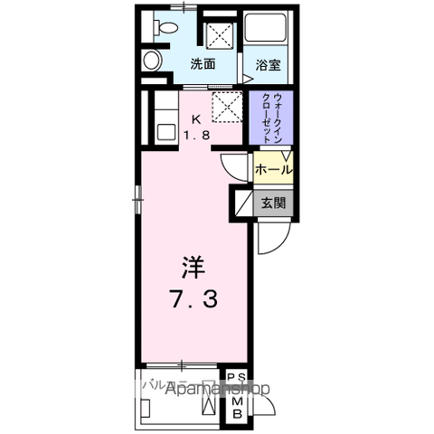 エスポワール(ワンルーム/2階)の間取り写真