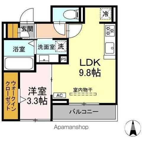 セレスティア西荘 イースト(1LDK/2階)の間取り写真