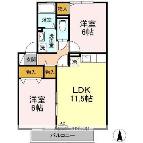 セジュールメゾンG(2LDK/1階)の間取り写真