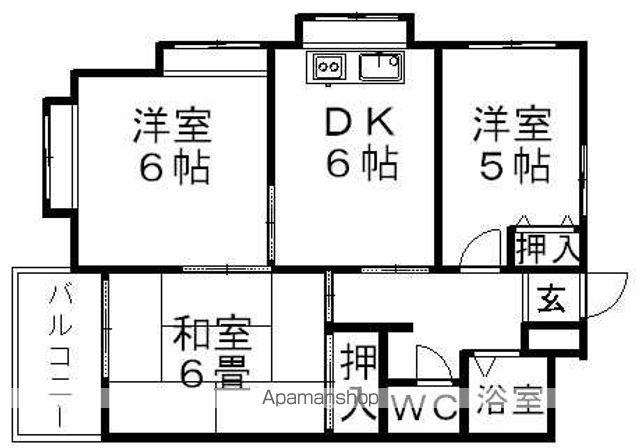 ロイヤルハイツ日和(3DK/3階)の間取り写真