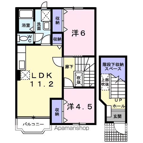 セレーノⅠ(2LDK/2階)の間取り写真