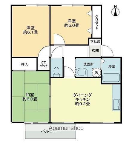 FO.トロワ木太A(3DK/3階)の間取り写真