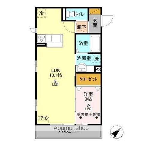 F.エテルネル(1LDK/3階)の間取り写真