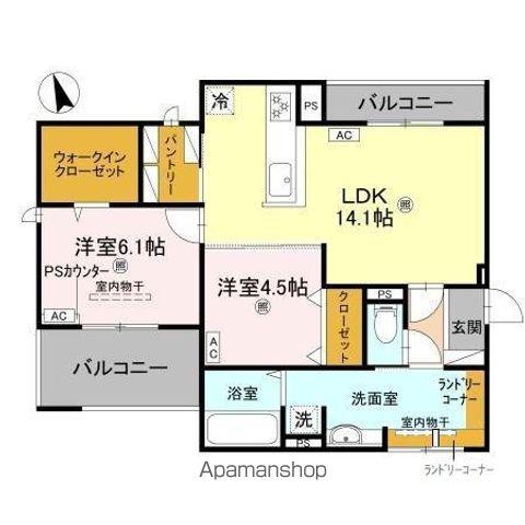 パサログランデ羽衣(2LDK/2階)の間取り写真