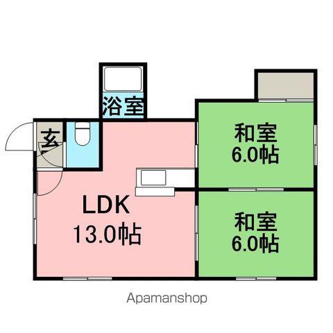 キャピタル花川Ⅲ(2LDK/2階)の間取り写真