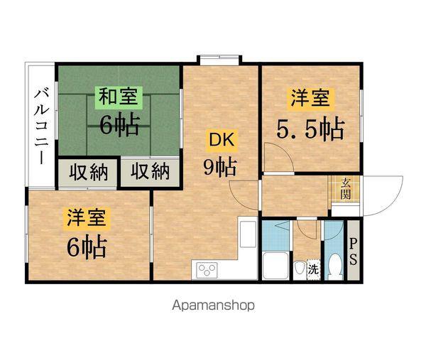 クレール西八王子B棟(3DK/4階)の間取り写真