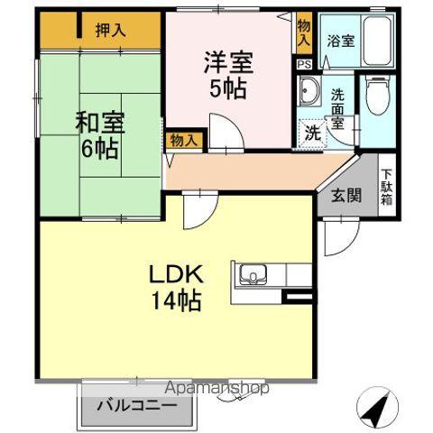 アーバンアヴェニュー A棟(2LDK/2階)の間取り写真