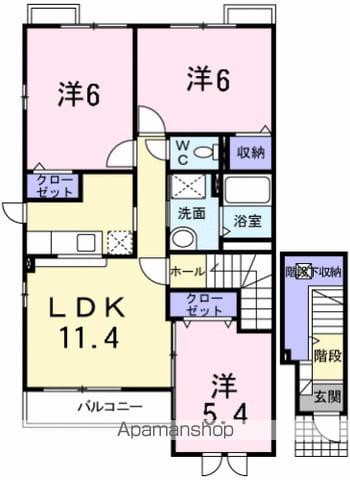 サンキャッスルS・2(3LDK/2階)の間取り写真