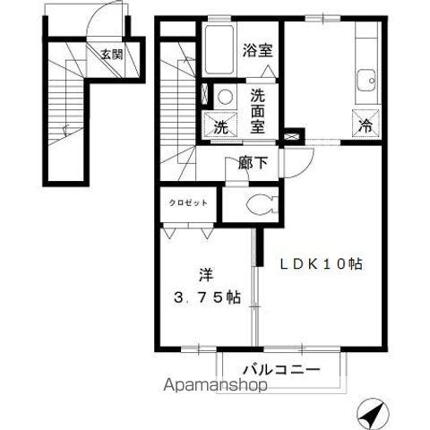 リヴェールβ(1LDK/2階)の間取り写真