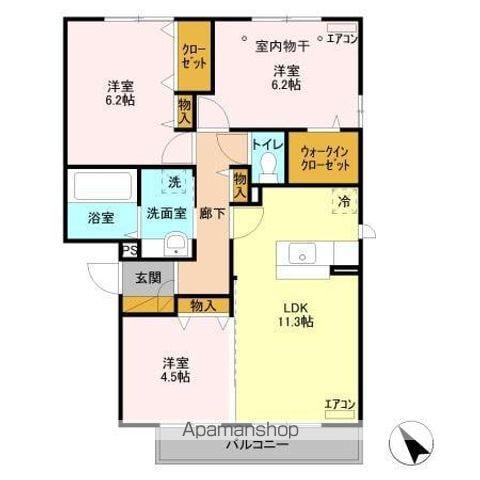 グレイス A(3LDK/2階)の間取り写真