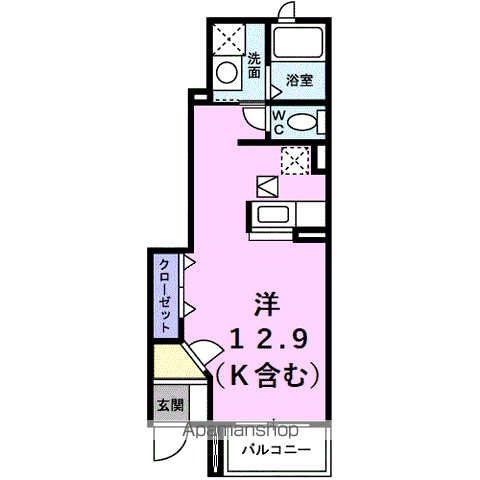 アダージュⅡ(ワンルーム/1階)の間取り写真