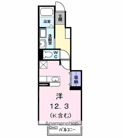 パークサイド二番(ワンルーム/1階)の間取り写真