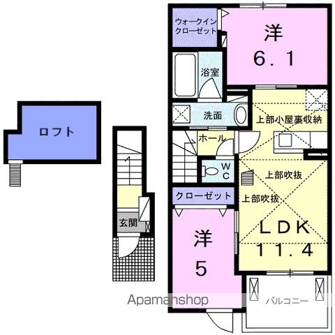シェ モア1(2LDK/2階)の間取り写真