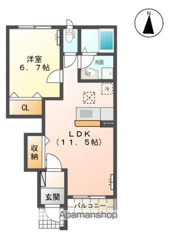 ライムフェルト(1LDK/1階)の間取り写真