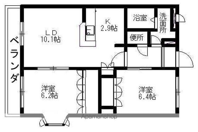 コンチェルト笠岡A(2LDK/3階)の間取り写真