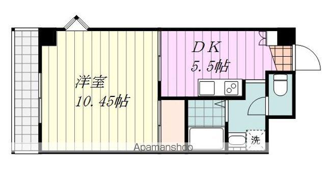 アメニエス萱町(1DK/2階)の間取り写真
