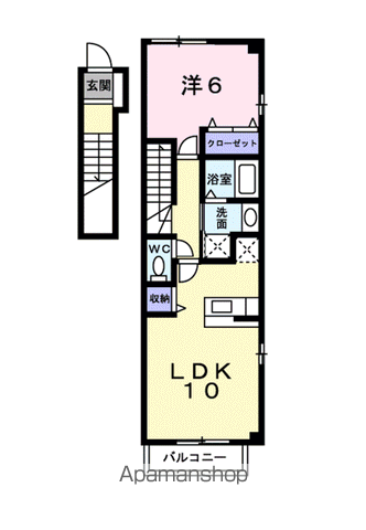 リヴァーパークⅡA(1LDK/2階)の間取り写真