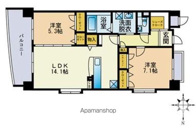 バルセロナ箱崎(2LDK/5階)の間取り写真