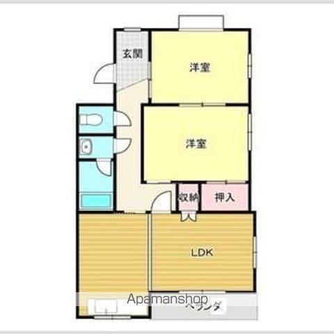 珊プラザ宝照(2LDK/2階)の間取り写真