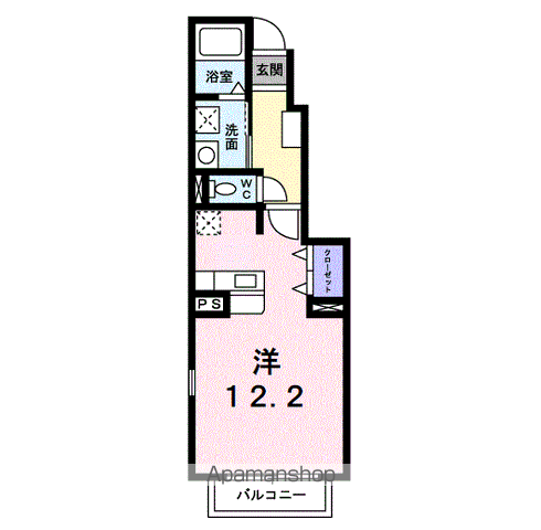 テルソレイユⅡ(ワンルーム/1階)の間取り写真