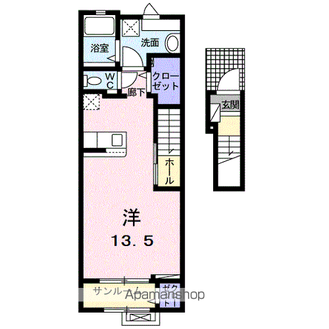 リズブラン モーム(ワンルーム/2階)の間取り写真