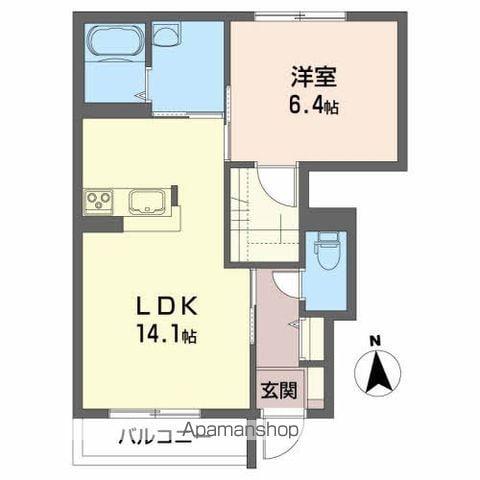 ミューローズ長橋A(1LDK/1階)の間取り写真