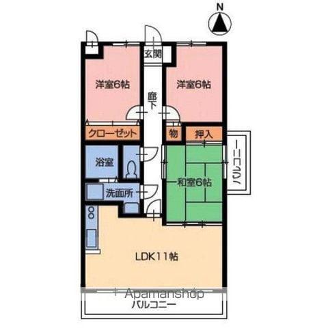 スカール土居田(3LDK/2階)の間取り写真