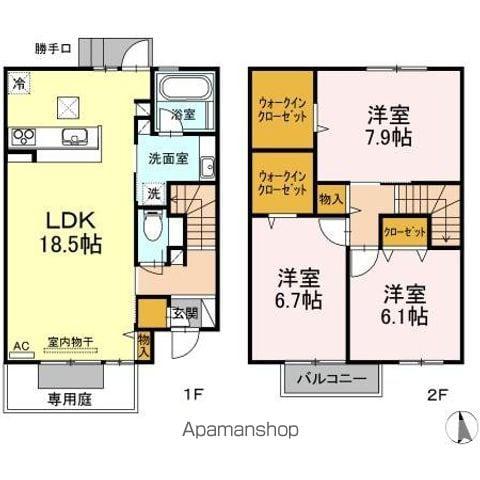 ウェルホワイト(3LDK/1階)の間取り写真