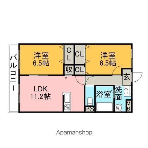 ヌーベルシェトワⅤ(2LDK/2階)の間取り写真